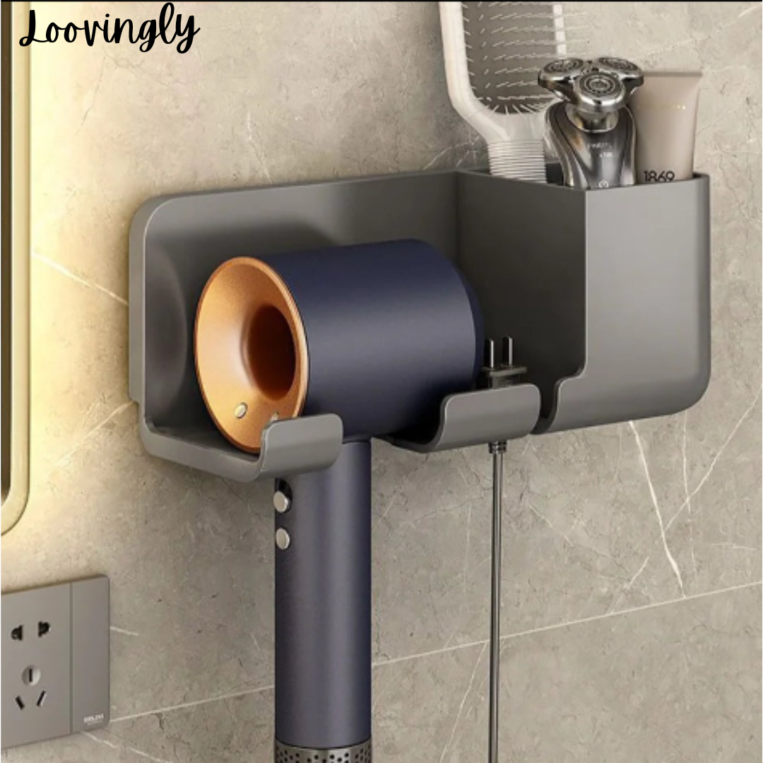 Mounted Hair Dryer Holder Organiser